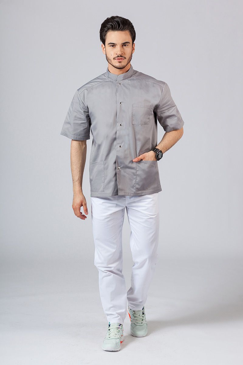 Koszula medyczna męska ze stójką Sunrise Uniforms szara-1