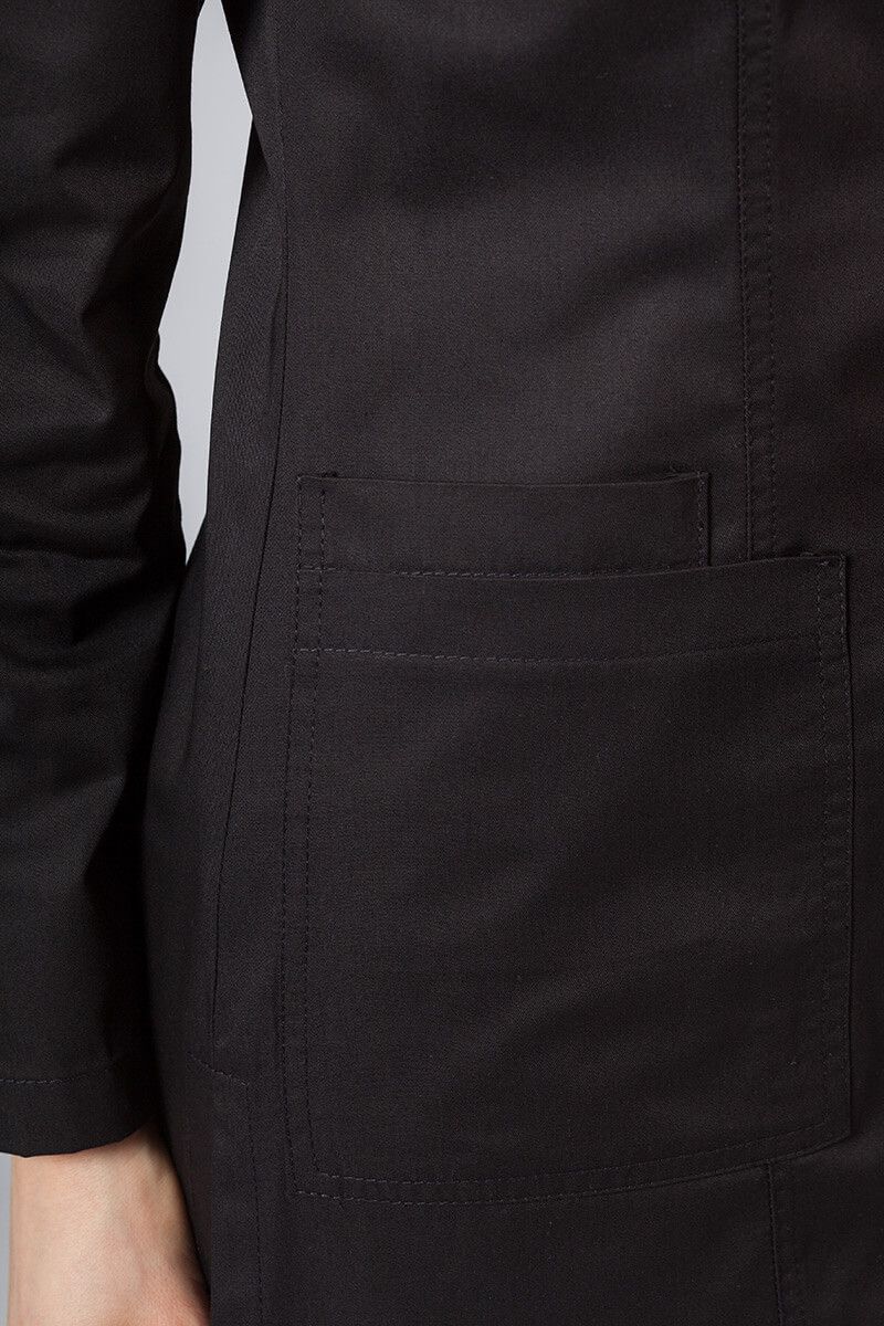 Fartuch medyczny Sunrise Uniforms krótki z długim rękawem (kryte napy) czarny-4
