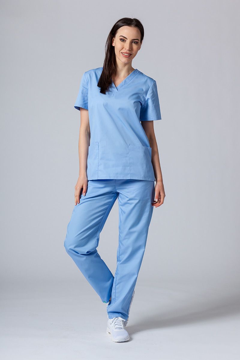 Bluza medyczna damska Sunrise Uniforms niebieska taliowana-4