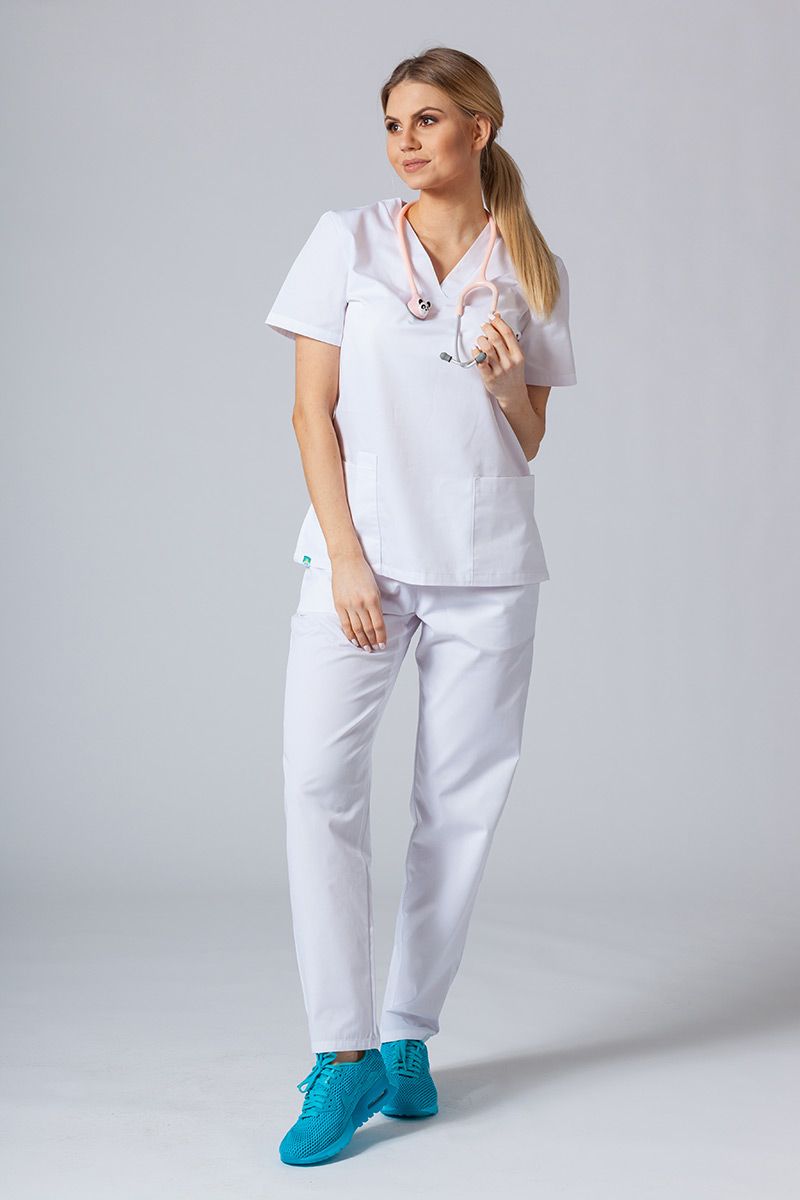 Bluza medyczna damska Sunrise Uniforms biała taliowana-4
