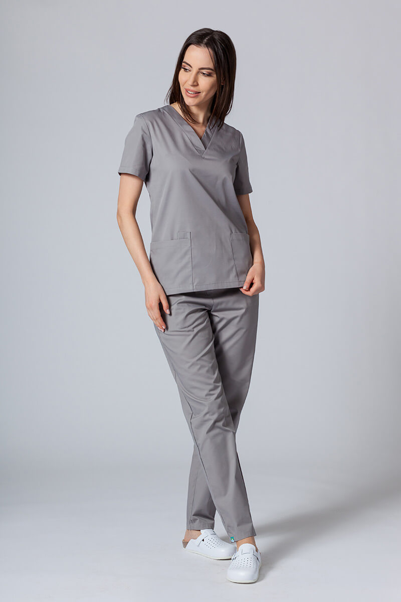 Bluza medyczna damska Sunrise Uniforms Basic Light szara-1