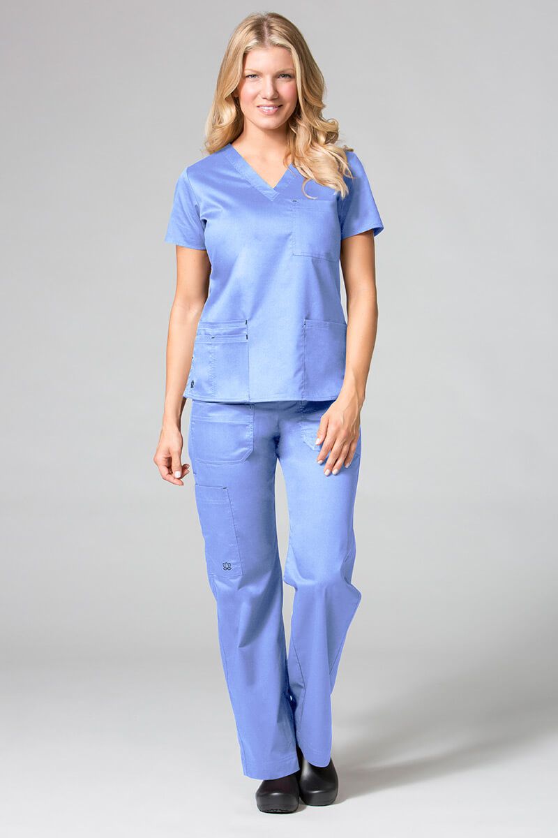 Spodnie medyczne damskie Maevn Blossom (elastic) klasyczny błękit-1