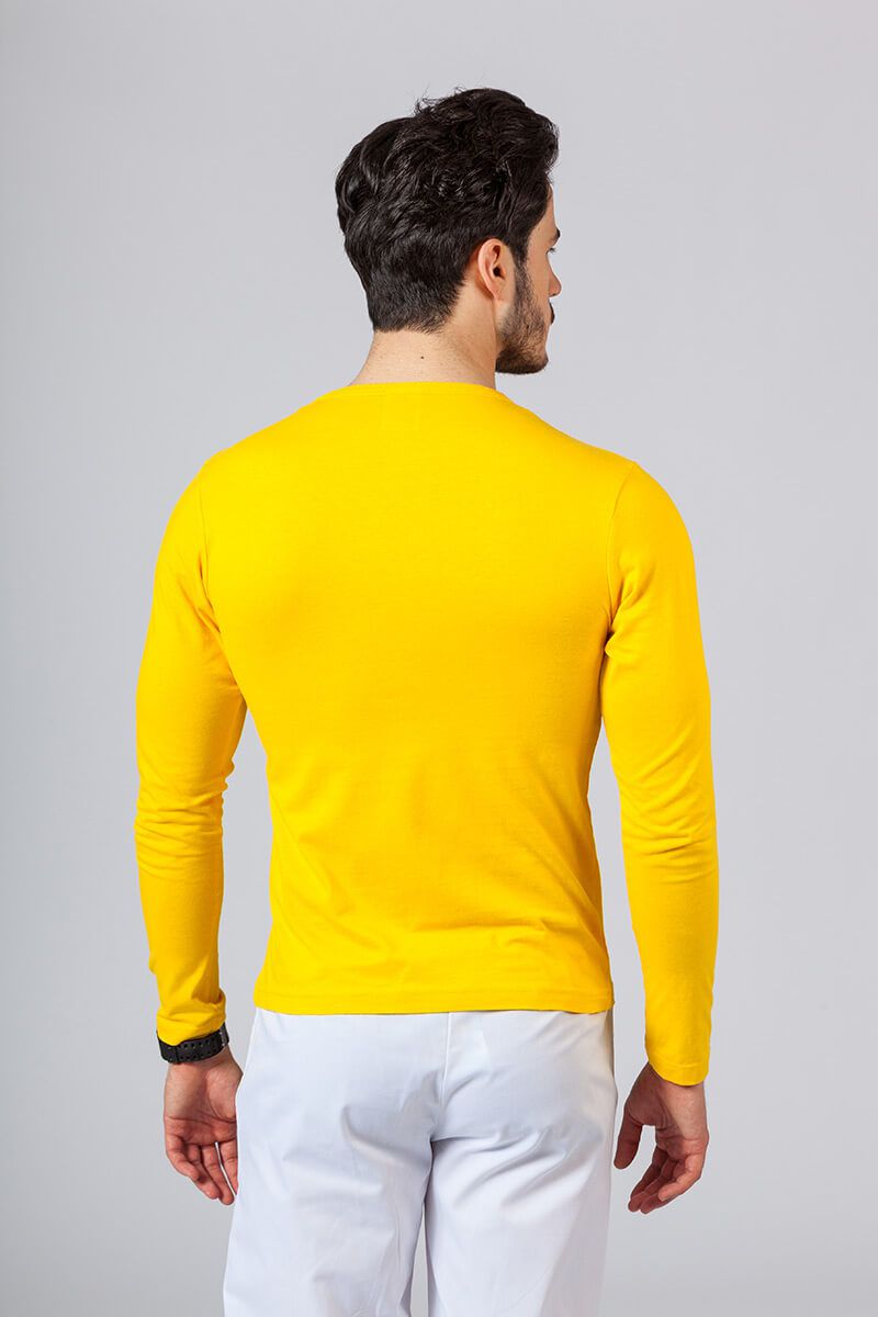 Koszulka męska z długim rękawem żółta-1