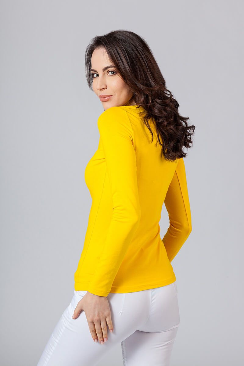 Koszulka damska z długim rękawem żółta-1