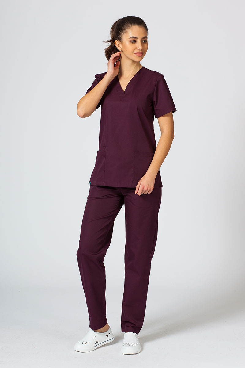 Spodnie medyczne damskie Sunrise Uniforms Basic Regular burgundowe-5
