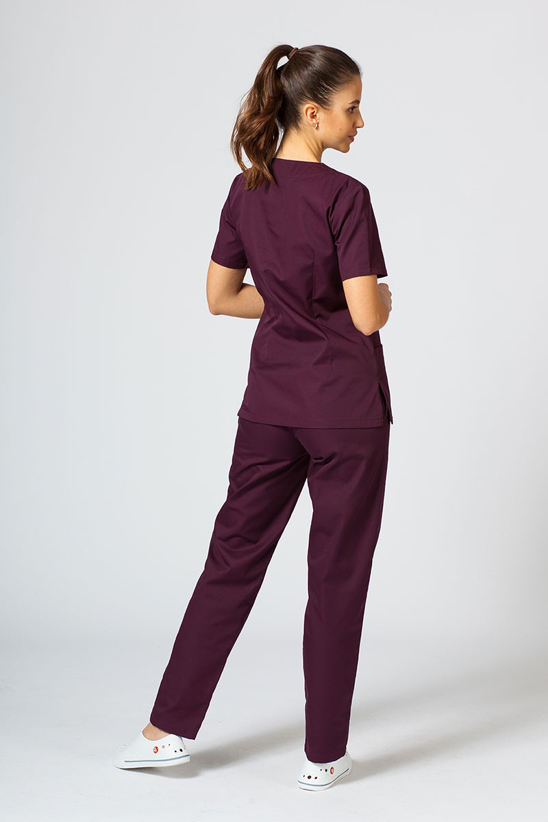 Komplet medyczny Sunrise Uniforms burgundowy (z bluzą taliowaną)-1