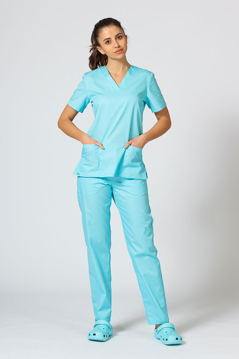 Bluza medyczna damska Sunrise Uniforms aqua taliowana-4