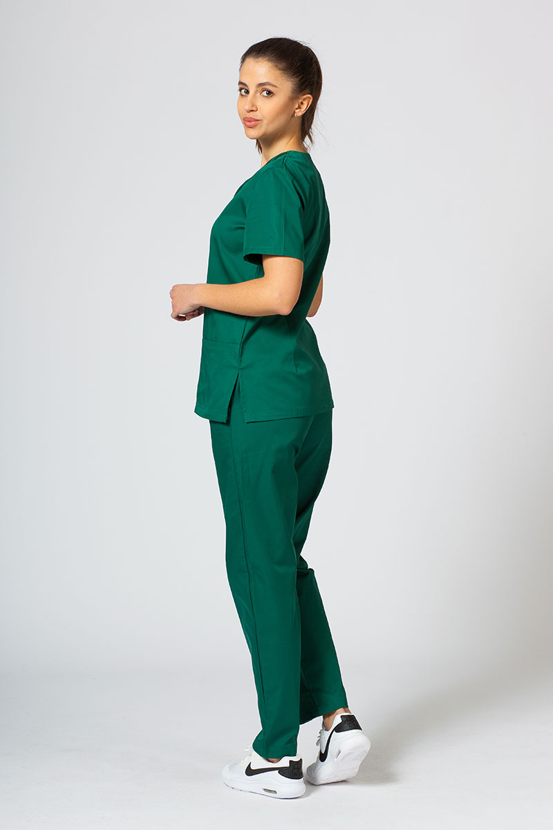 Komplet medyczny damski Sunrise Uniforms Basic Classic (bluza Light, spodnie Regular) butelkowa zieleń-1