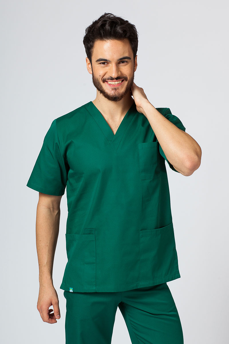 Komplet medyczny męski Sunrise Uniforms butelkowa zieleń (z bluzą uniwersalną)-3