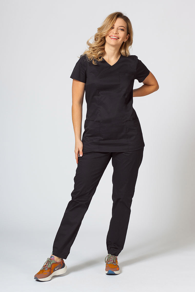 Bluza medyczna damska Sunrise Uniforms Active Fit czarna-1