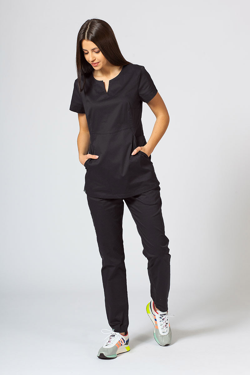 Bluza medyczna damska Sunrise Uniforms Active Kangaroo czarna-3