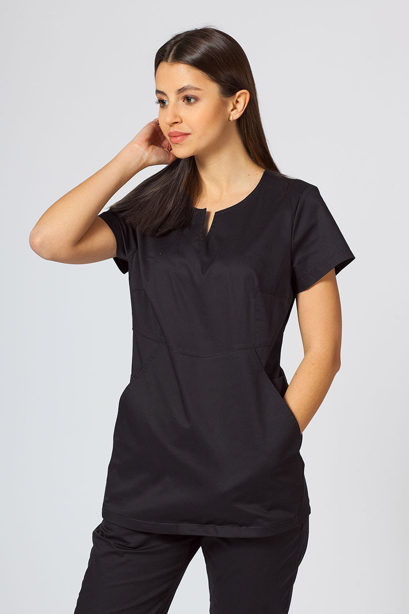 Komplet medyczny damski Sunrise Uniforms Active (bluza Kangaroo, spodnie Loose) czarny-2