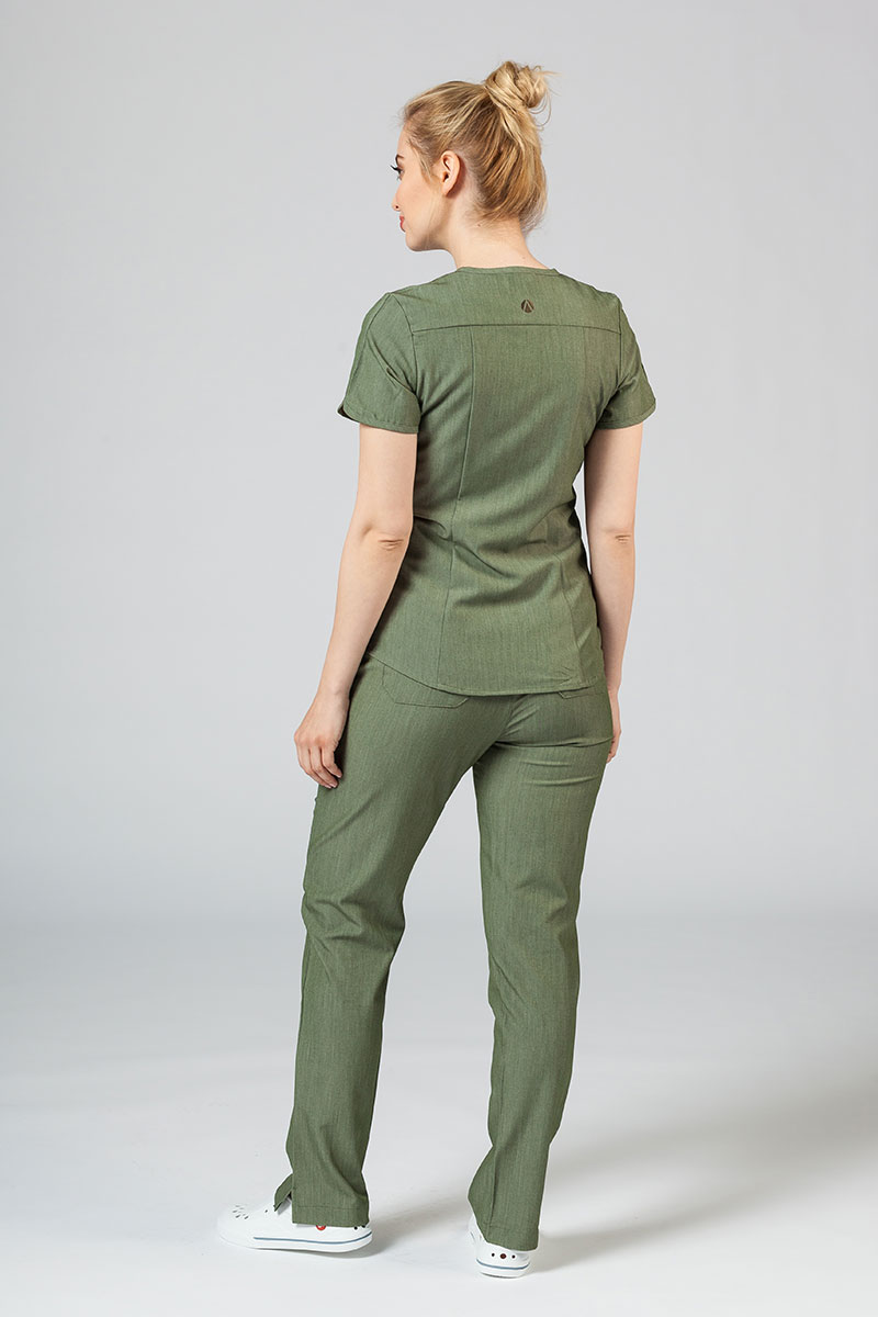 Spodnie damskie Adar Uniforms Leg Yoga oliwkowe-2
