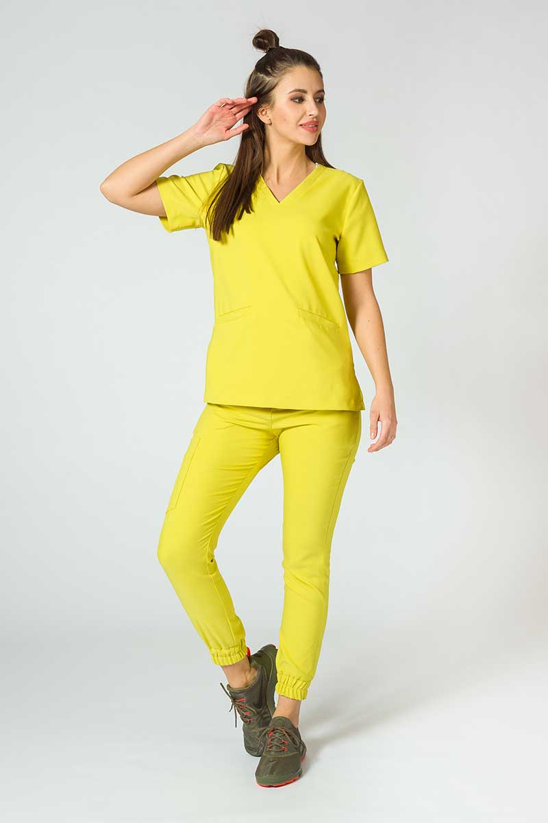 Spodnie medyczne damskie Sunrise Uniforms Premium Chill jogger żółte-1