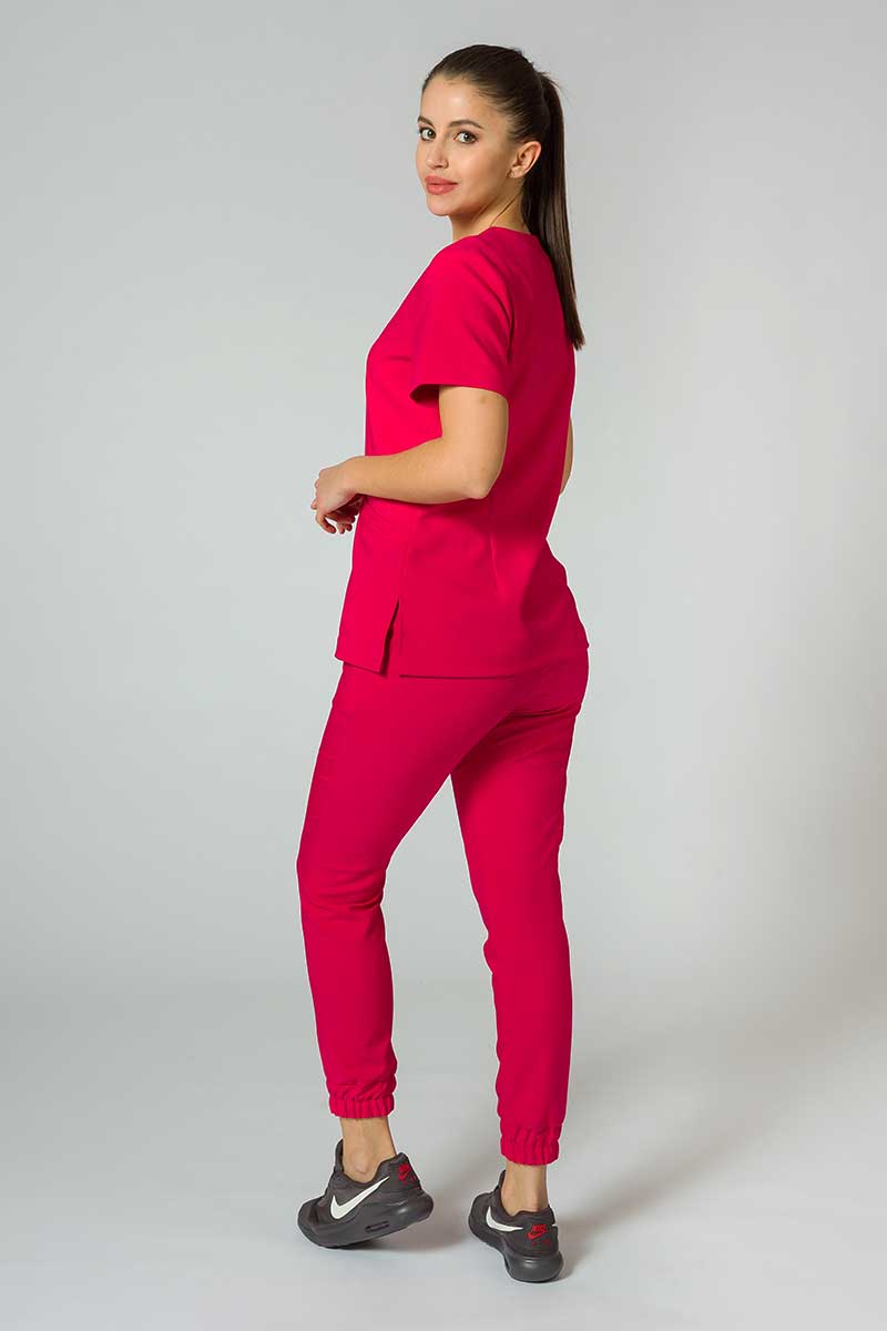 Spodnie medyczne damskie Sunrise Uniforms Premium Chill jogger malinowe-4