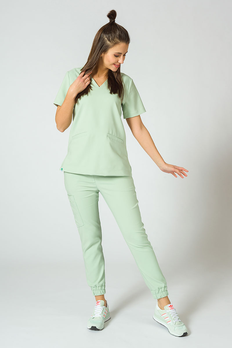Spodnie medyczne damskie Sunrise Uniforms Premium Chill jogger pistacjowe-2