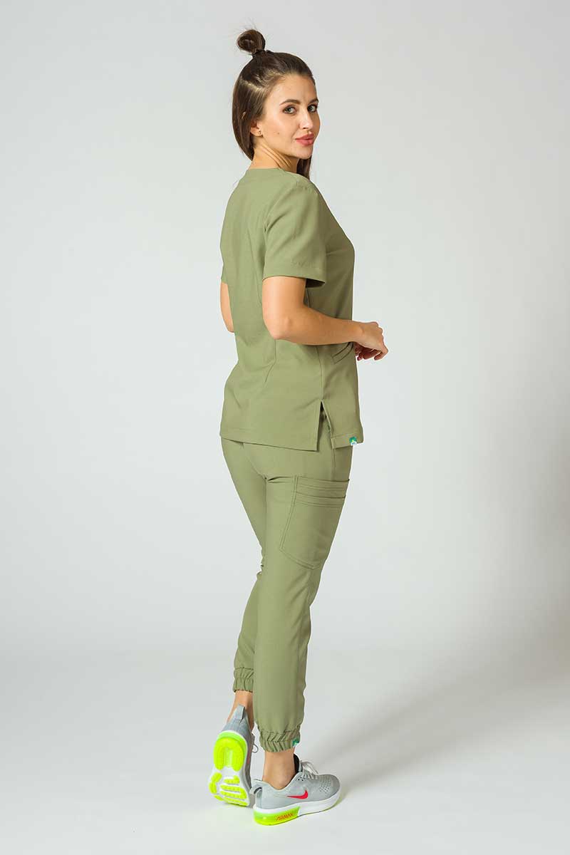 Spodnie medyczne damskie Sunrise Uniforms Premium Chill jogger oliwkowe-4