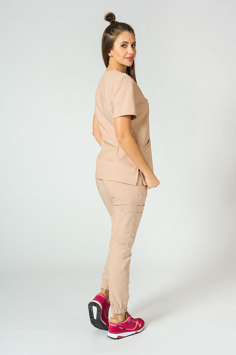 Spodnie medyczne damskie Sunrise Uniforms Premium Chill jogger beżowe-2