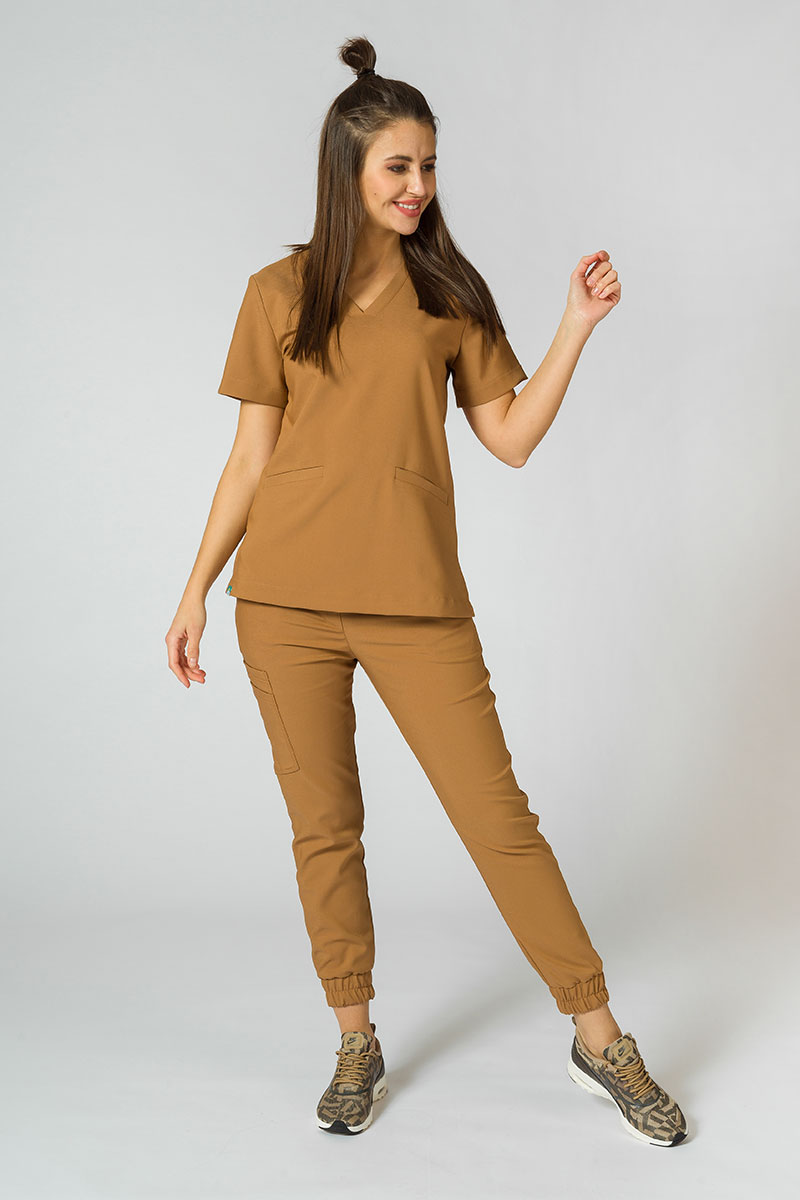 Spodnie medyczne damskie Sunrise Uniforms Premium Chill jogger brązowe-3