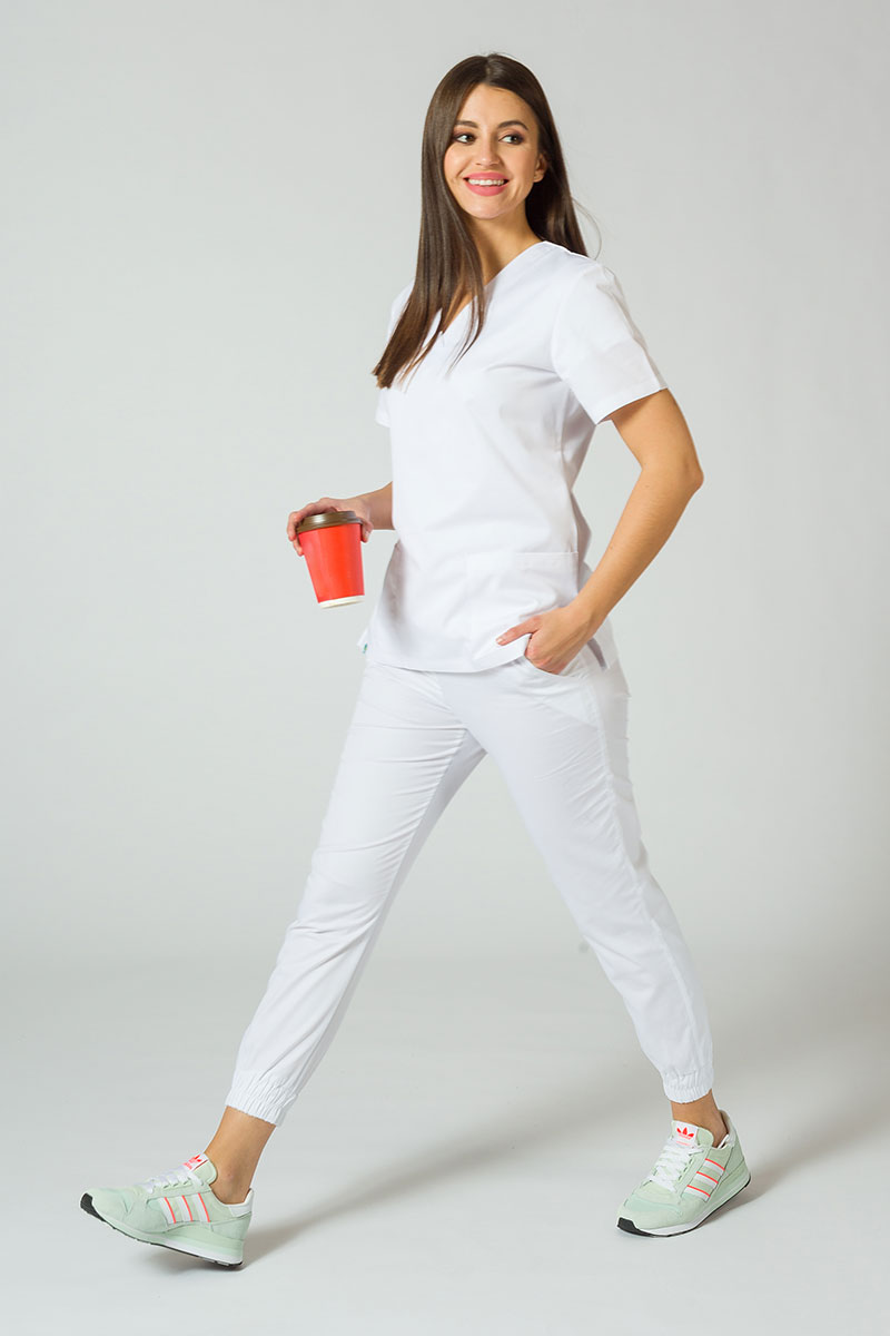 Komplet medyczny Sunrise Uniforms Basic Jogger biały (ze spodniami Easy)-1