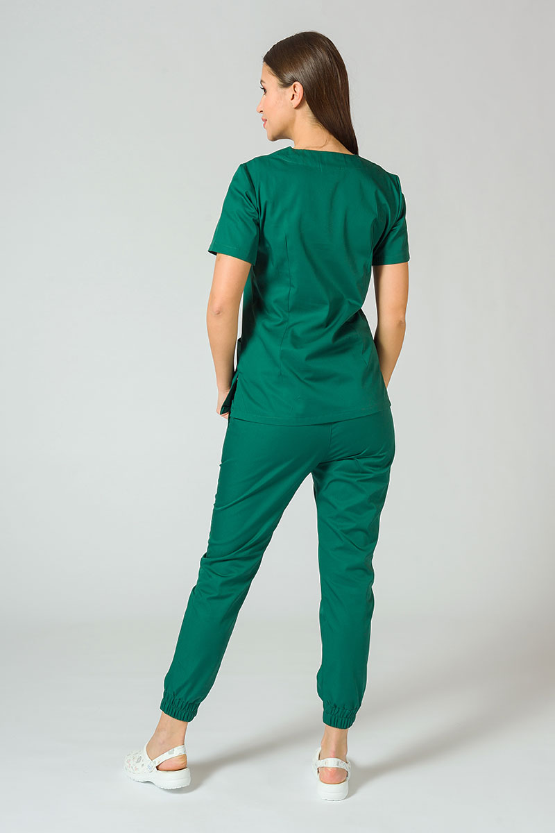 Komplet medyczny damski Sunrise Uniforms Basic Jogger (bluza Light, spodnie Easy) butelkowa zieleń-1