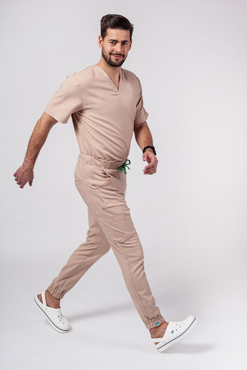 Komplet medyczny męski Sunrise Uniforms Premium Men (bluza Dose, spodnie Select jogger) beżowy-2