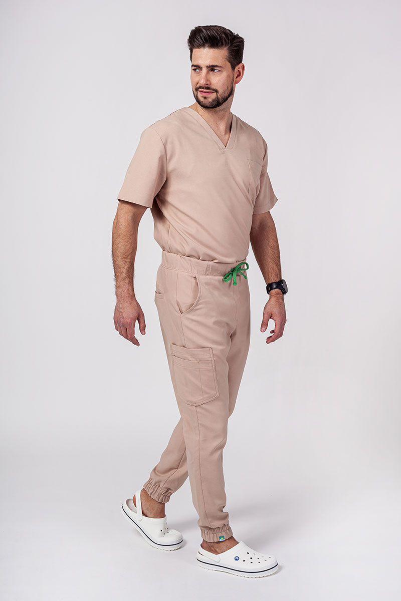 Komplet medyczny męski Sunrise Uniforms Premium Men (bluza Dose, spodnie Select jogger) beżowy-1