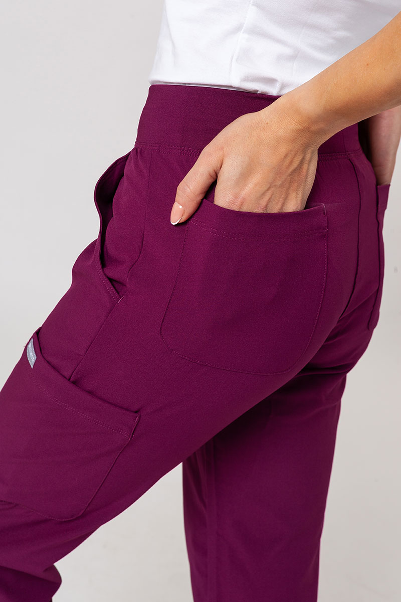 Komplet medyczny damski Maevn Momentum (bluza Asymetric, spodnie Jogger) wiśniowy-12