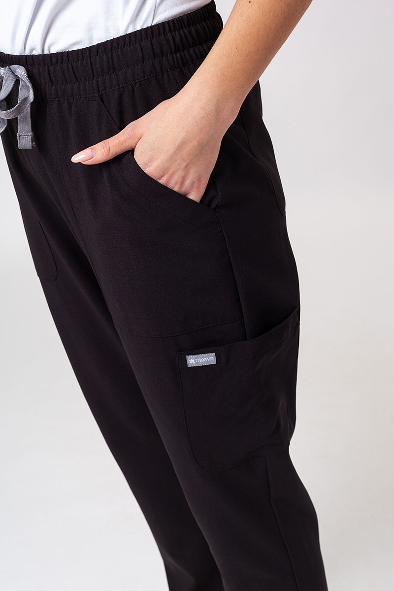 Komplet medyczny damski Maevn Momentum (bluza Double V-neck, spodnie 6-pocket) czarny-17