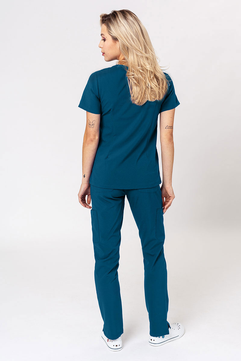 Komplet medyczny damski Maevn Momentum (bluza Double V-neck, spodnie 6-pocket) karaibski błękit-1