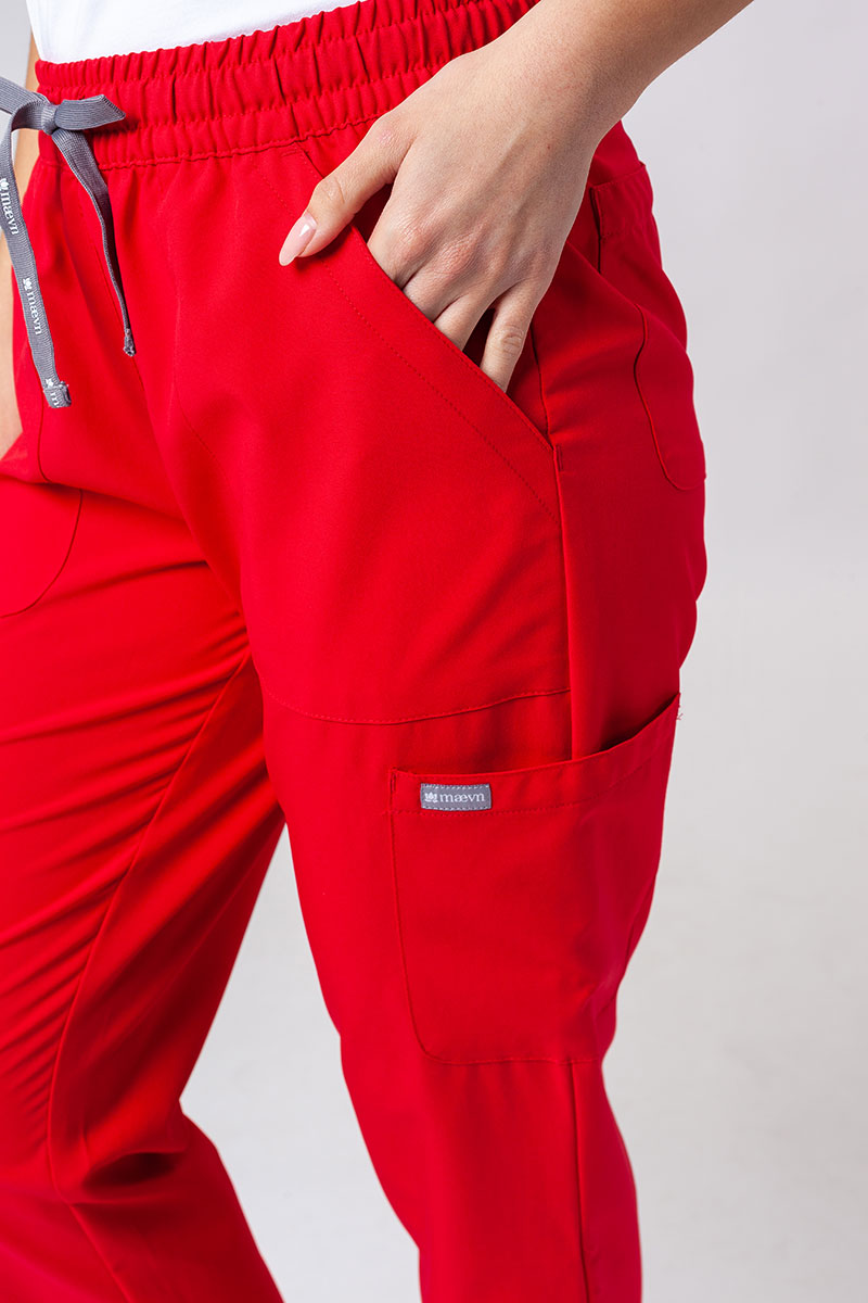Komplet medyczny damski Maevn Momentum (bluza Double V-neck, spodnie 6-pocket) czerwony-11