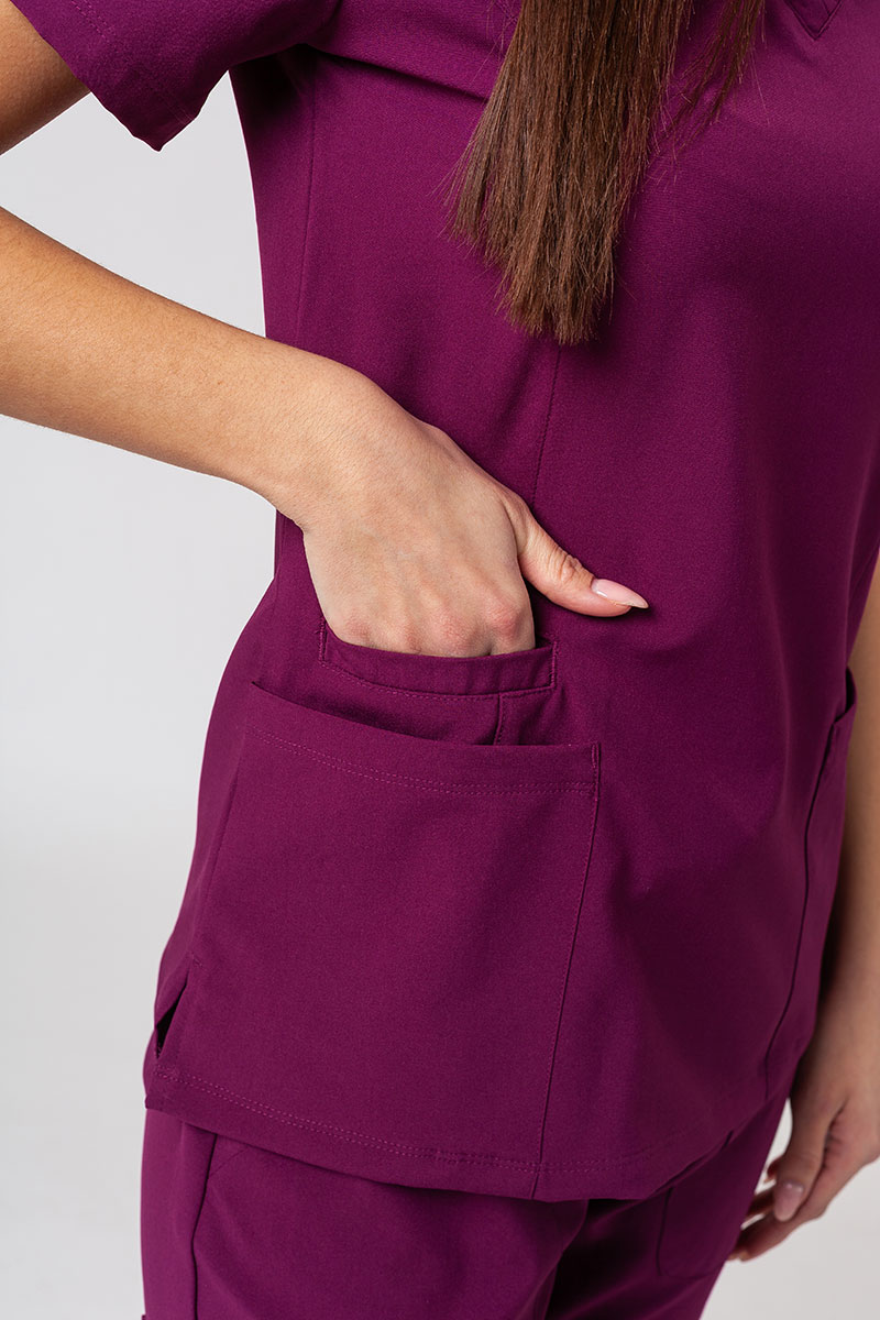 Komplet medyczny damski Maevn Momentum (bluza Double V-neck, spodnie 6-pocket) wiśniowy-6