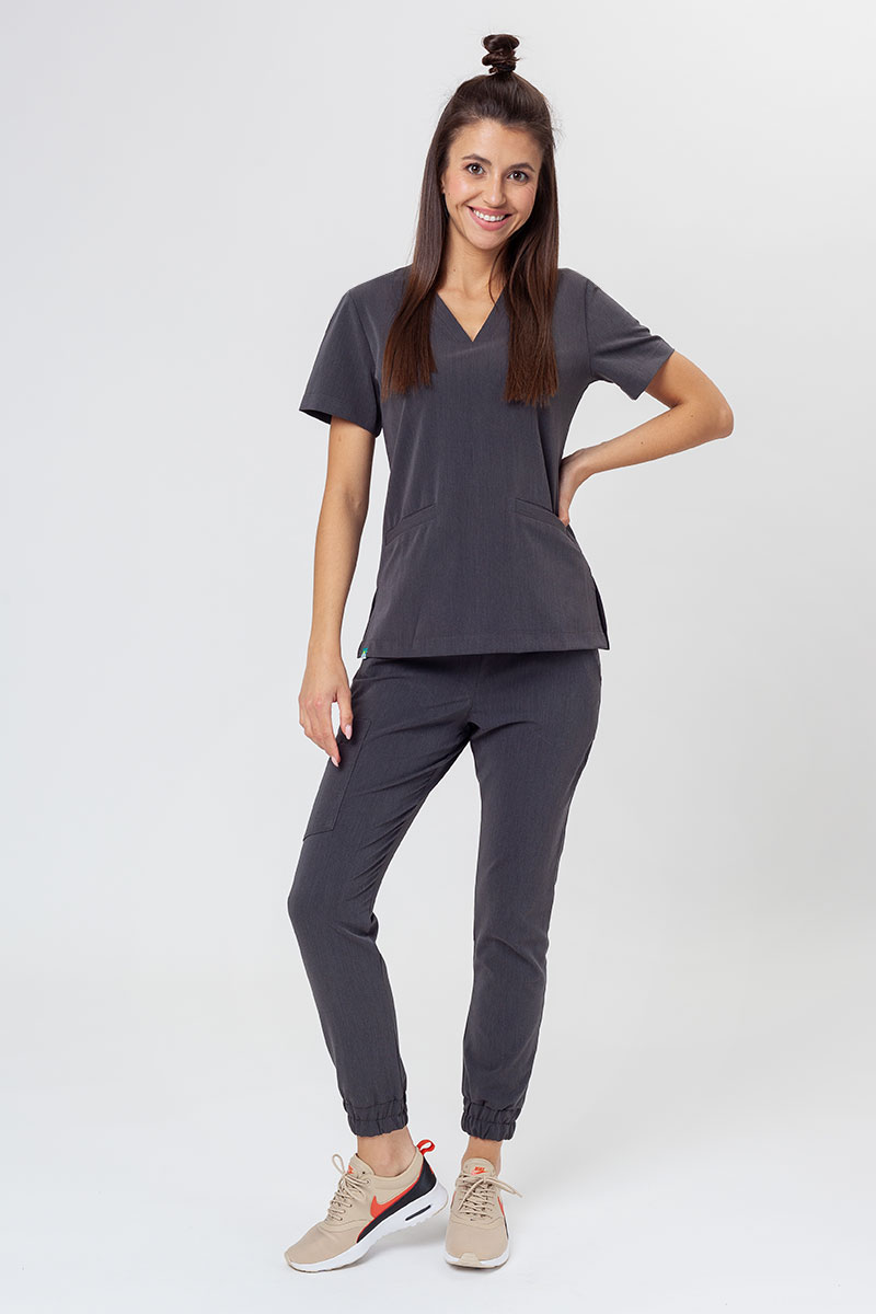 Spodnie medyczne damskie Sunrise Uniforms Premium Chill jogger szary melanż-7