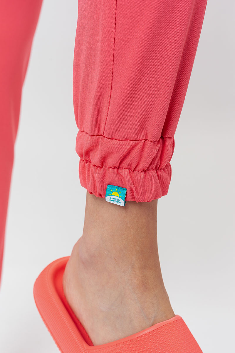 Spodnie medyczne damskie Sunrise Uniforms Premium Chill jogger koralowe-5