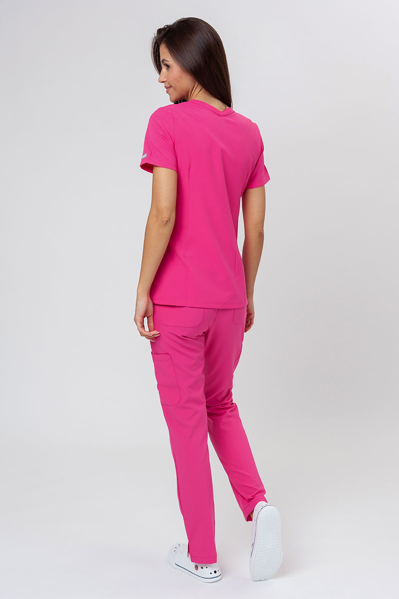 Komplet medyczny damski Maevn Momentum (bluza Double V-neck, spodnie 6-pocket) różowy-1
