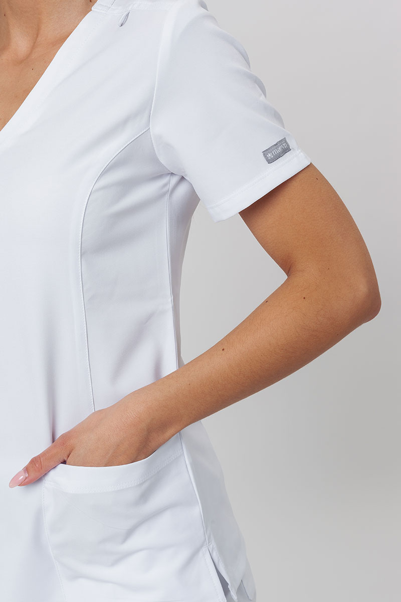 Komplet medyczny damski Maevn Momentum (bluza Double V-neck, spodnie 6-pocket) biały-5