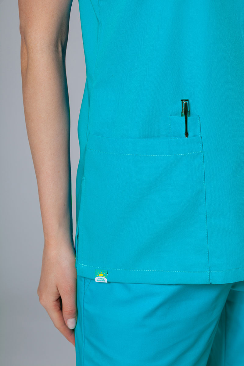 Bluza medyczna damska Sunrise Uniforms Basic Light turkusowa Promo-1