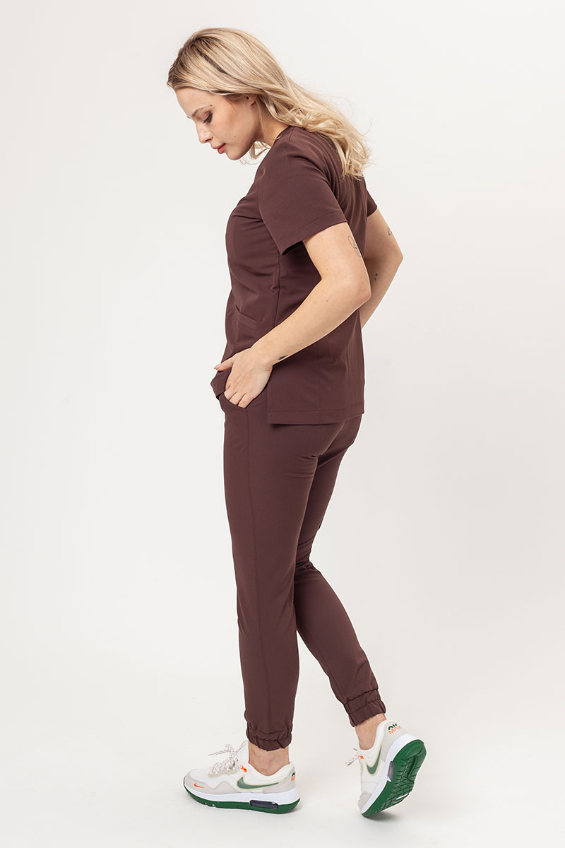Spodnie medyczne damskie Sunrise Uniforms Premium Chill jogger brązowe-7