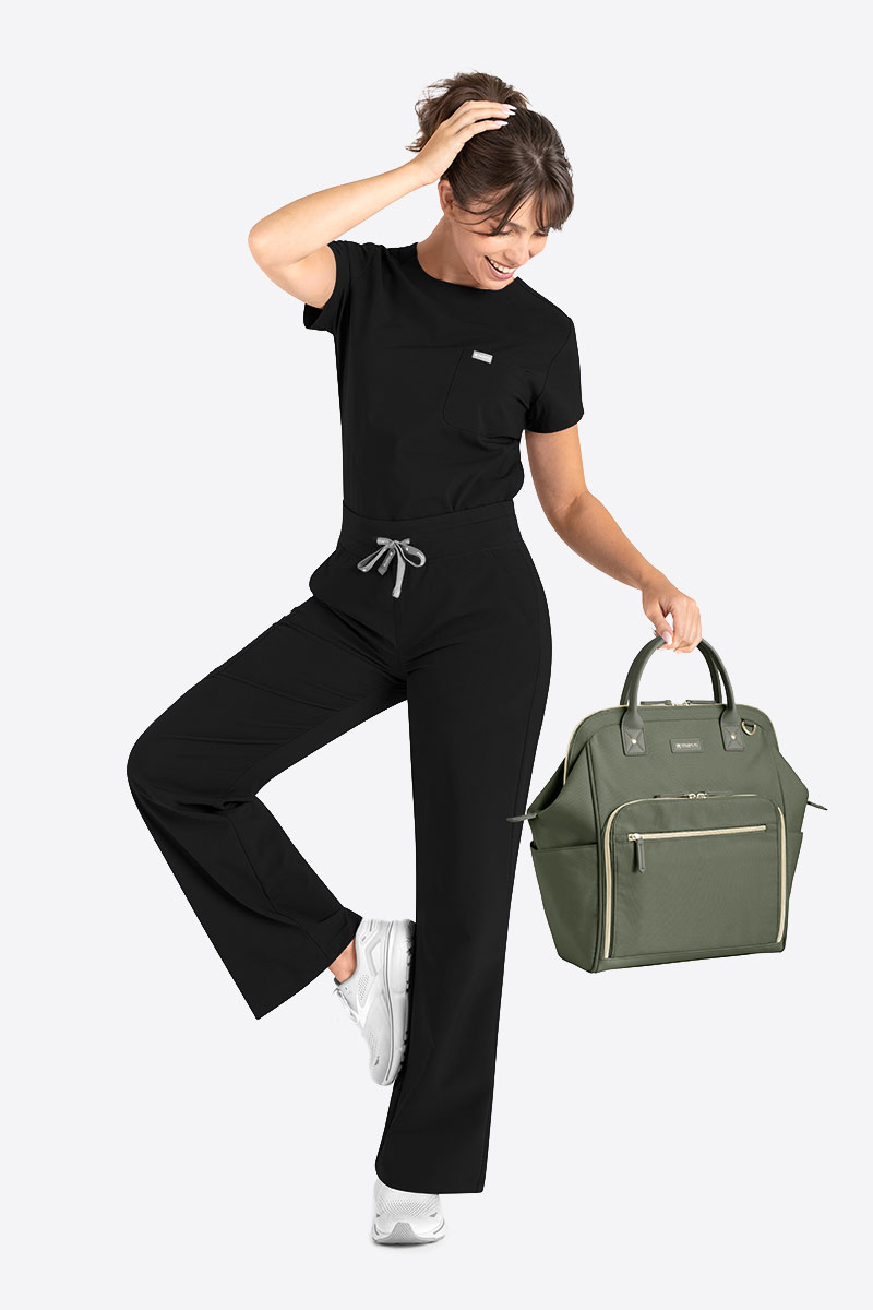 Spodnie medyczne damskie Maevn Momentum Wide Leg czarne-4