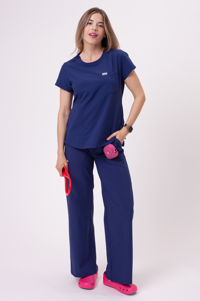 Spodnie medyczne damskie Maevn Momentum Wide Leg ciemny granat-1