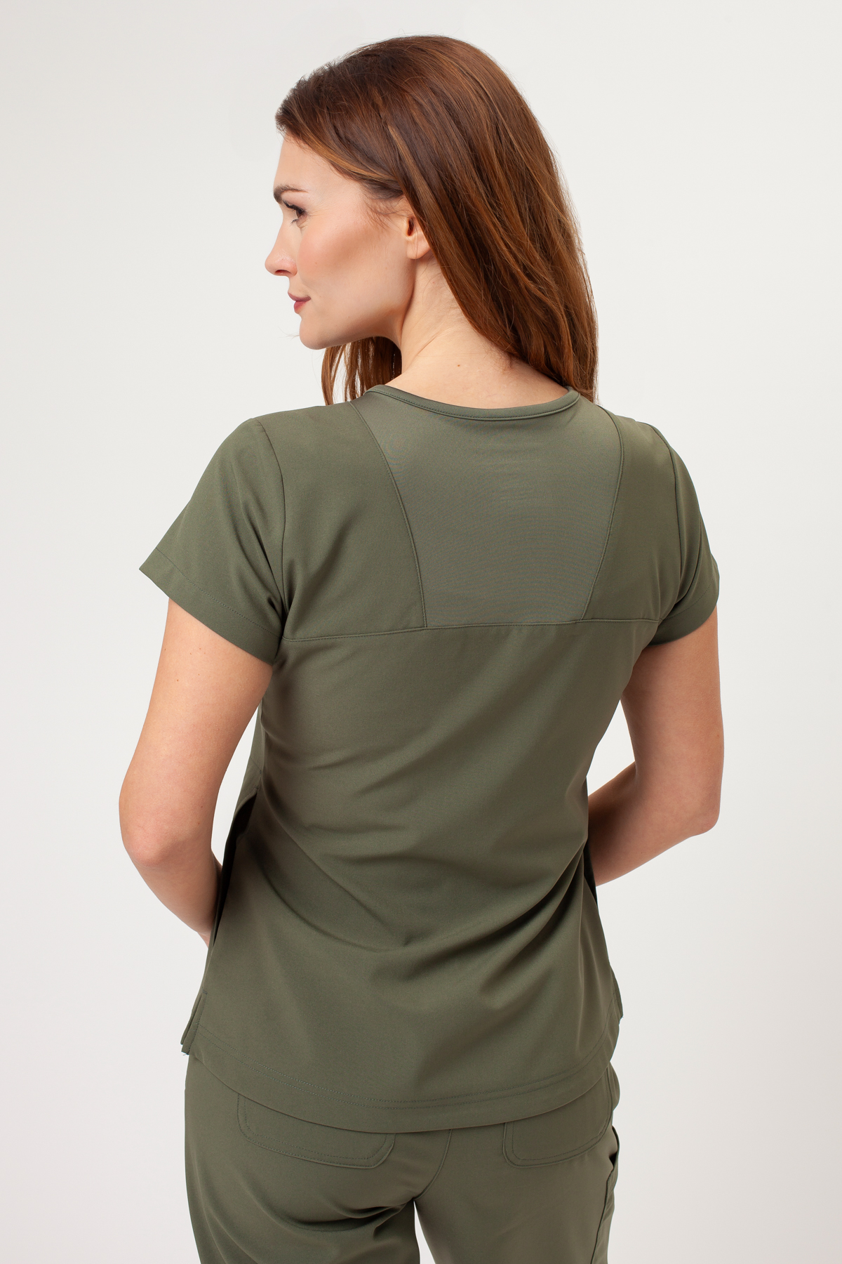 Bluza medyczna damska Maevn Momentum Round Neck oliwkowa-2