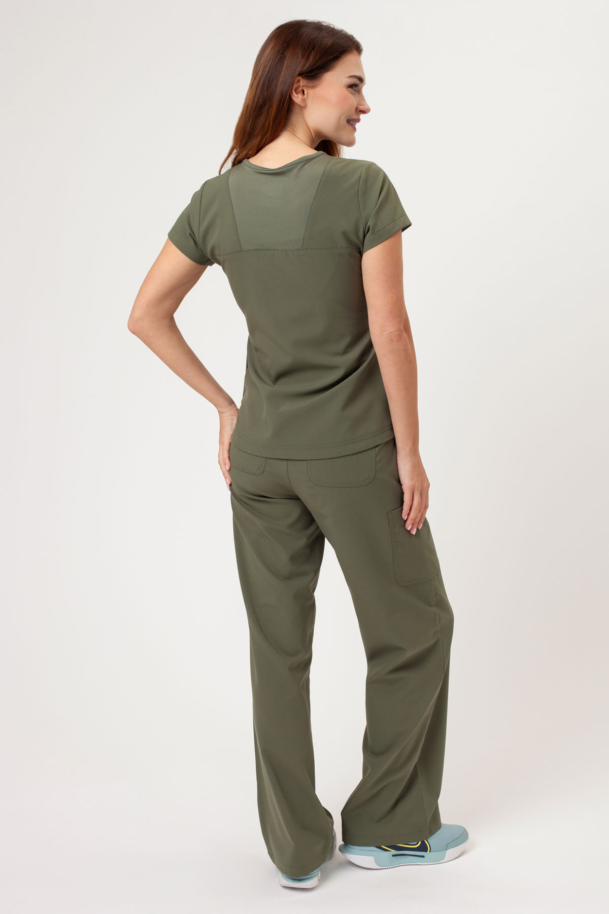 Spodnie medyczne damskie Maevn Momentum Wide Leg oliwkowe-6