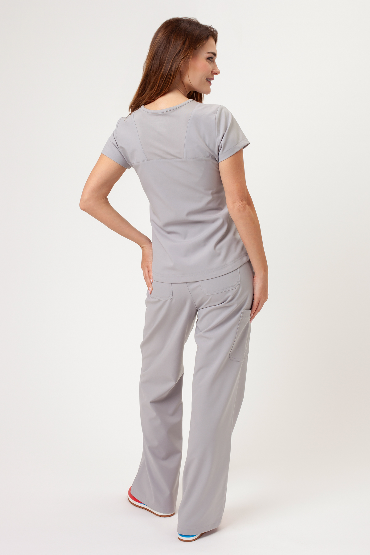 Spodnie medyczne damskie Maevn Momentum Wide Leg popielate-6