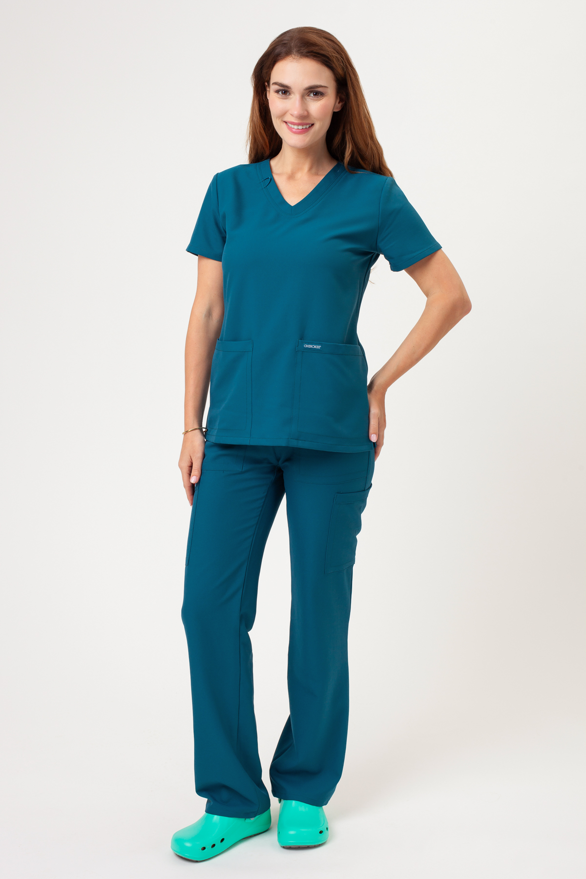 Komplet medyczny damski Cherokee Ultra V-neck karaibski błękit-1