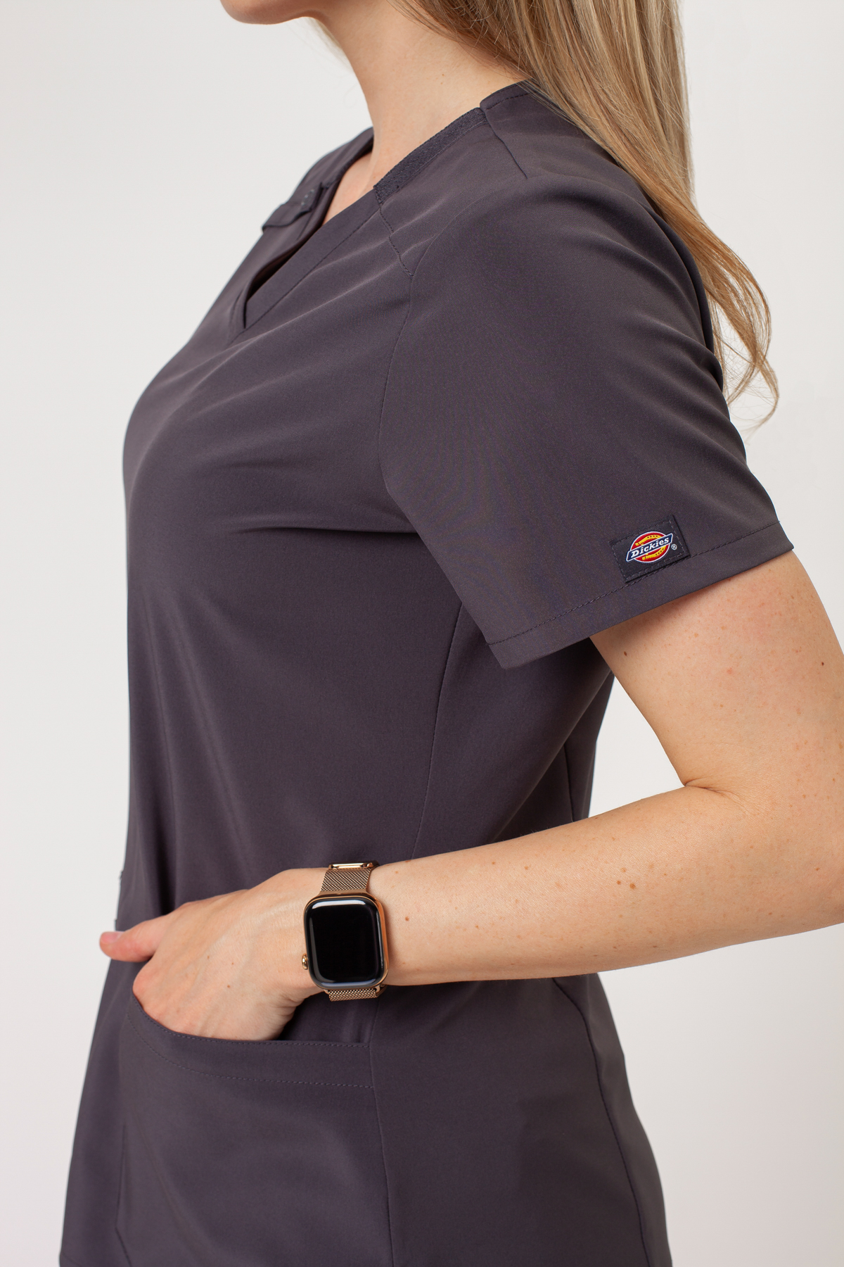 Bluza medyczna damska Dickies EDS Essentials V-neck szara-5
