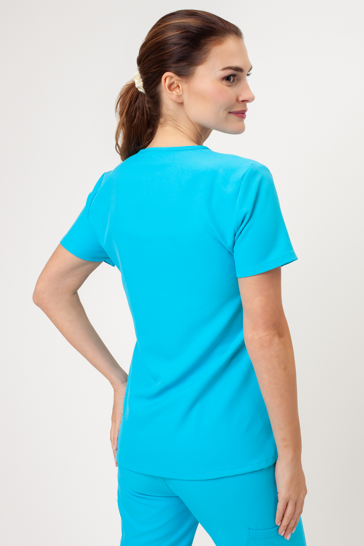 Bluza medyczna damska Cherokee Ultra V-neck Top turkusowa-1
