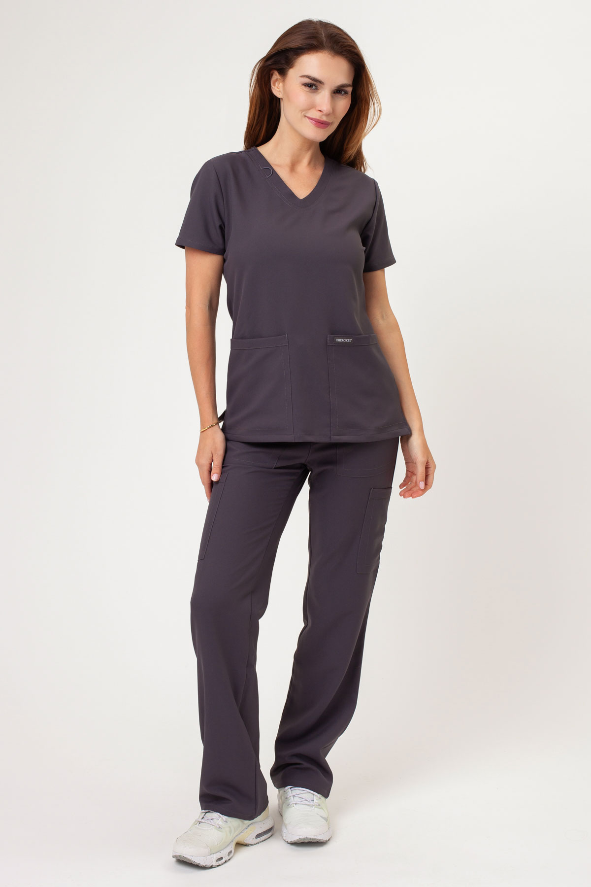 Bluza medyczna damska Cherokee Ultra V-neck Top szara-6