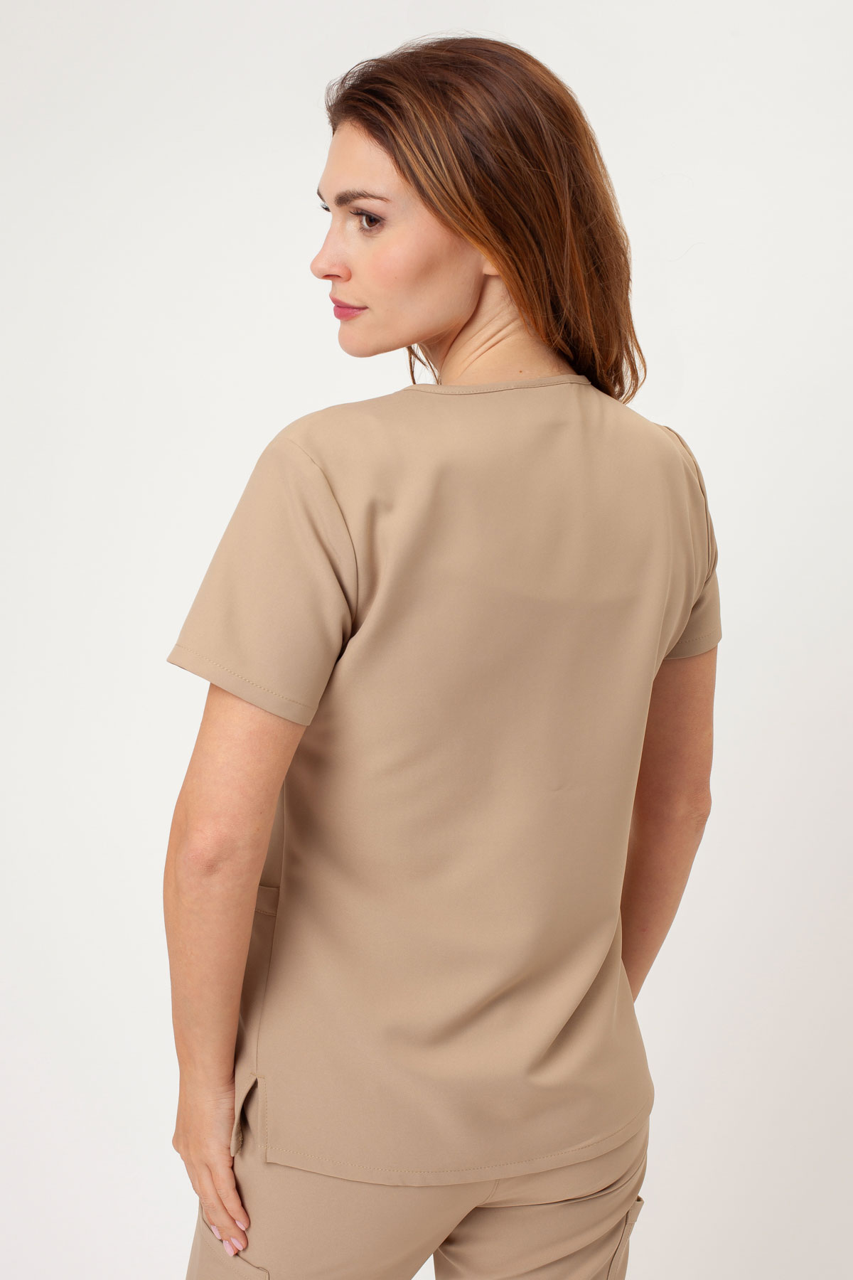 Bluza medyczna damska Cherokee Ultra V-neck Top beżowa-2