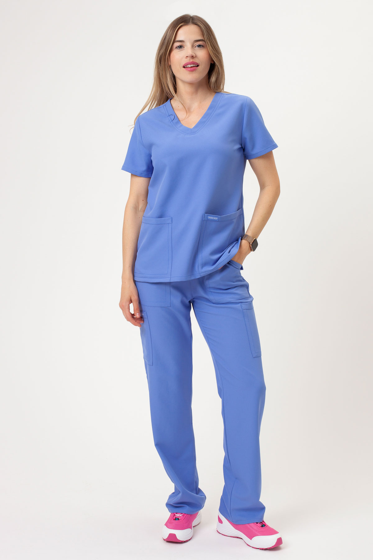Bluza medyczna damska Cherokee Ultra V-neck Top klasyczny błękit-4