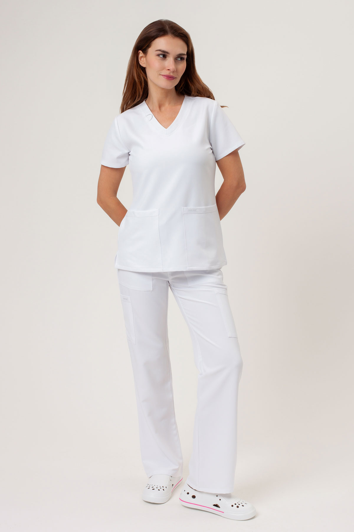 Komplet medyczny damski Cherokee Ultra V-neck biały-1